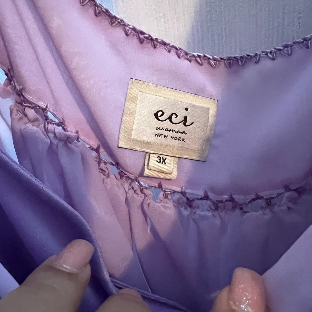 Eci Purple Gradient Chiffon Tie Sleeves Boho Peasant Blouse
